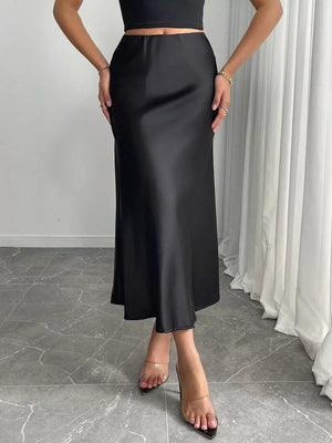 Satin Midi Skirt, front view