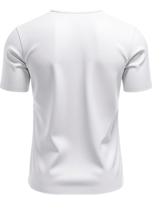 White cotton t-shirt for men with short sleeves and a notched V-neck.