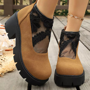 Round Toe Platform Loafers, fabric detail