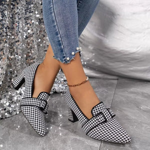 Point Toe Block Heel Pumps, side view