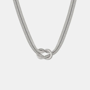 Silver knot detail serpent necklace with flat herringbone chain