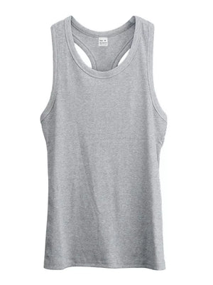 Men's Full Size Round Neck Tank in White, alternate angle