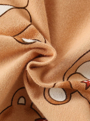 Charming bear print cotton blend baby dress detail.