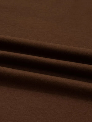 Dark brown cotton blend crew neck long-sleeve t-shirt fabric detail