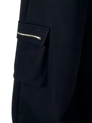 Black cotton cargo sweatpants with zippered pocket detail