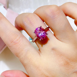 925 Sterling Silver Solitaire Moissanite Statement Ring, front view