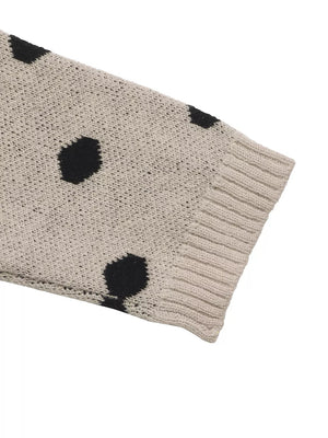 Polka Dot Dropped Shoulder Sweater in Khaki, fit detail