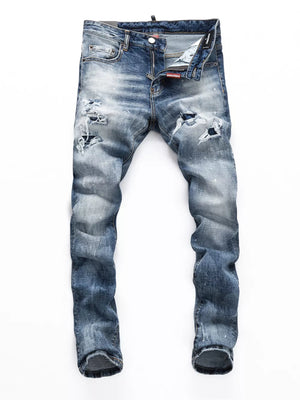 Men S Distressed Slim Fit Jeans in Medium, front view