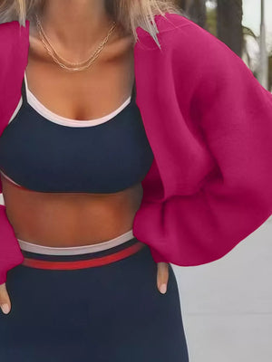 100% polyester Care instructions: Machine wash cold cardigan in Hot Pink with relaxed silhouette