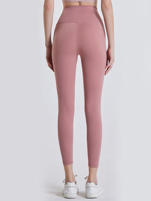 Dusty Pink FlexFit 7/8 leggings with wide waistband and seamless back detail.