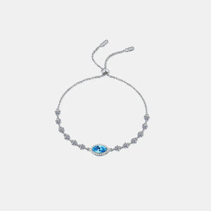 Blue marquise and cluster adjustable bracelet with silver chain