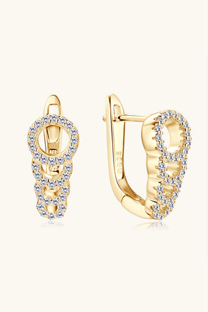 Gold pave hoop earrings with cascading circular charms and sparkling stones