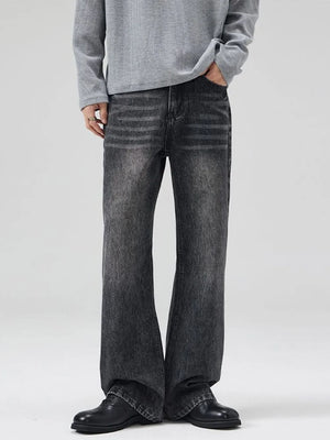 Men's Vintage Wash Flare Jeans Plus Size in Dark Gray, front view