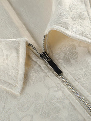 Jacquard Bomber Jacket With Drawstring Waist option 5