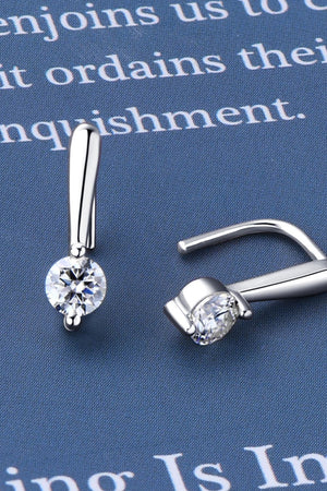 Silver moissanite hook earrings with minimalist sparkle detail