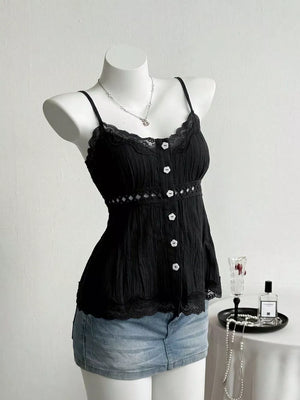Lace Trim Cami, close-up detail