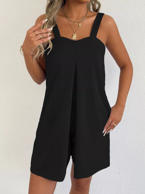 Sweetheart Neck Wide Strap Romper, back view
