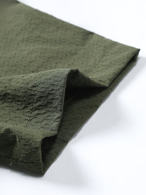 Army green cotton casual shirt with textured fabric detail