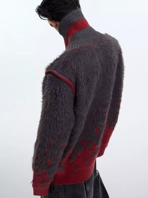 Men's Plus Size Long Sleeve Loose Fit Sweater in Gray, back view