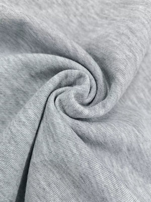 Sporty striped lounge set fabric detail, heather grey knit material.