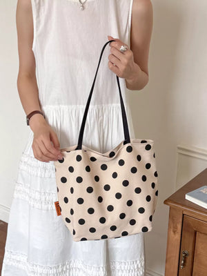 Polka Dot Shoulder Bag in Cream, front view