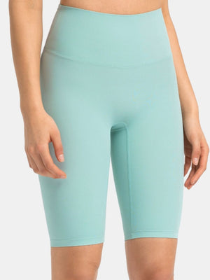 Sculpted active bike shorts in Matcha Green with a high waist and seamless design.