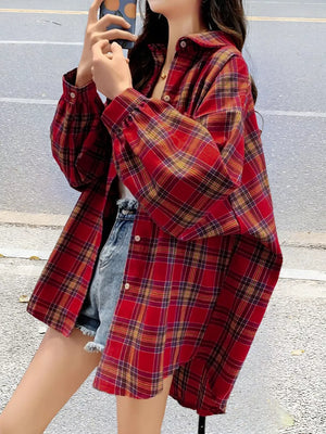 Plaid Button Up Long Sleeve Shirt, fabric detail