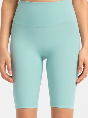 Sculpted active bike shorts in Matcha Green with a high waist and seamless design.