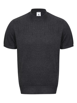 Men's Mock Neck Short Sleeve Knit Top in Khaki, front view