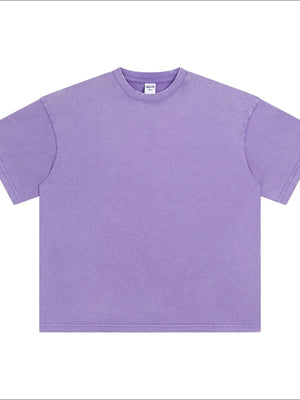 Lavender acid wash oversized tee with crewneck and short sleeves