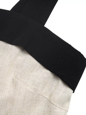 Linen-blend cami with black contrast trim and straps