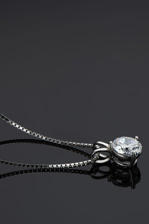 Silver solitaire moissanite pendant necklace with box chain