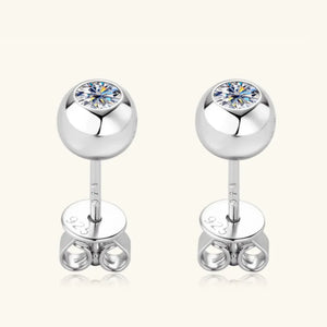 Silver bezel-set crystal stud earrings with 925 markings