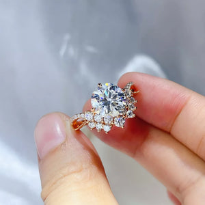 0.3 Carat Moissanite Sculpted Sterling Silver Ring, side view
