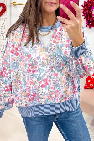 Multicolour Floral Print Round Neck Shift Top, back view