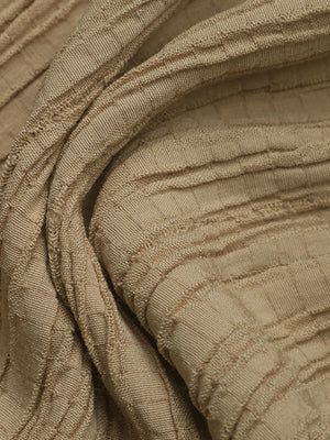 Textured tan relaxed fit trousers with drawstring waist detail