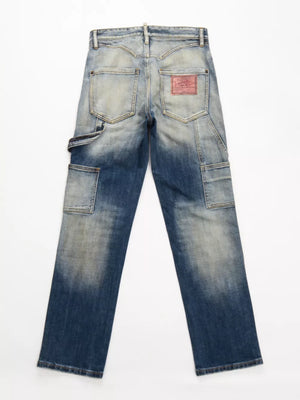 Men's Distressed Wash Jeans in Dark, side view