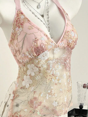Sequin Halter Neck Cami, side view