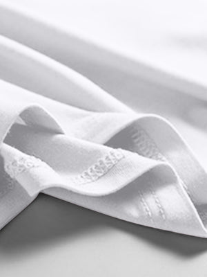 White scoop neck tank top with visible stitching detail