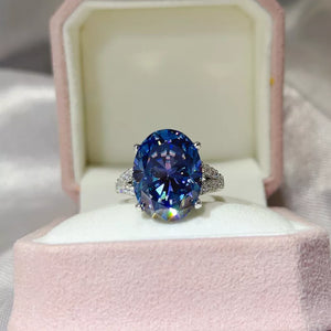 10 Carat Moissanite 925 Sterling Silver Ring in Blue, model styling view