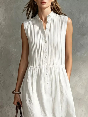 Sleeveless Button Front Midi Dress Plus Size, side view