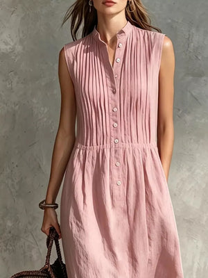Sleeveless Button Front Midi Dress Plus Size, model styling view