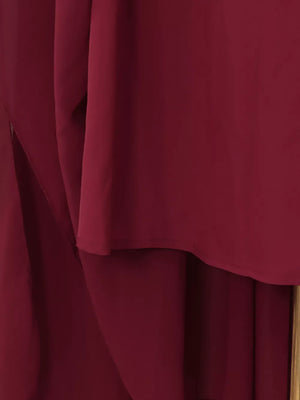 Ruched Halter Neck Cape Maxi Dress in Red, view 12