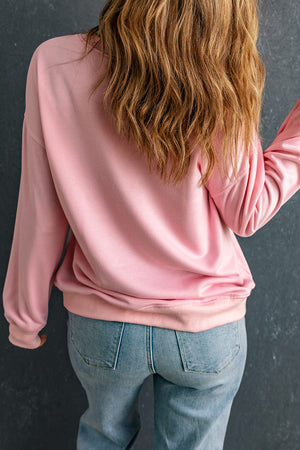 Game Day Graphic Crewneck Sweatshirt in blush pink, crewneck, long sleeve, casual style.