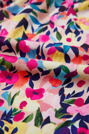 Flower Print Frilled Collar Puff Sleeve Blouse, product detail