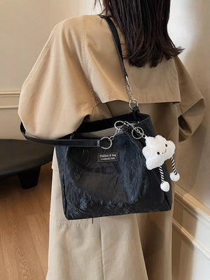 Pu Leather Shoulder Bag in Black, front view