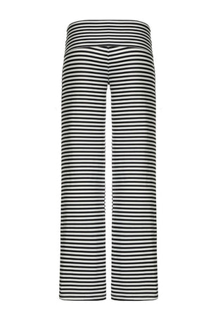 Black and white striped palazzo pants with a high waist.