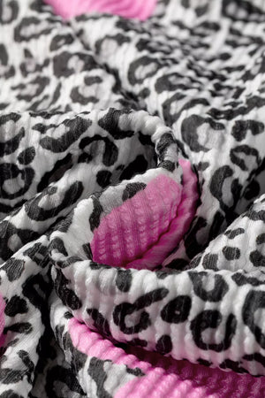 Leopard Heart Print Colorblock Pullover Blouse in Leopard, fit detail