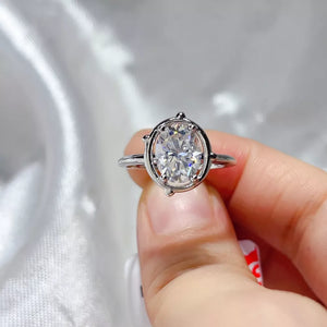 Oval Solitaire 1 Carat Moissanite Sterling Silver Ring, front view
