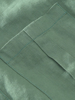 Green cotton blend shirt with button detail and pocket stitching